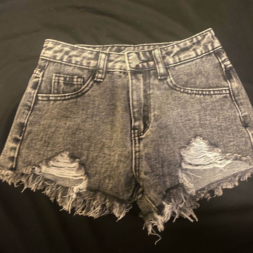SHEIN Black Distressed Jean Shorts